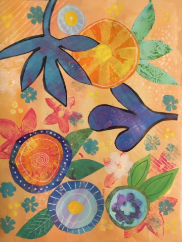 Mixed Media "Tangerine" Artwork by Kathleen Fair